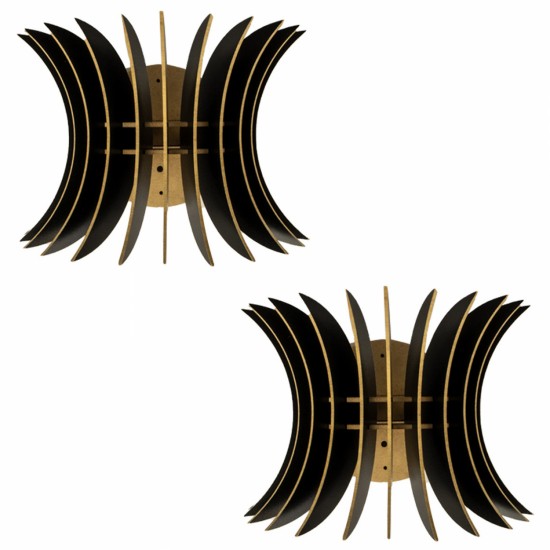 ΣΕΤ ΑΠΛΙΚΕΣ ΤΟΙΧΟΥ 2ΤΜΧ ΞΥΛΙΝΕΣ ΑΠΟ MDF ΜΑΥΡΟ 28x20x20Υ εκ.