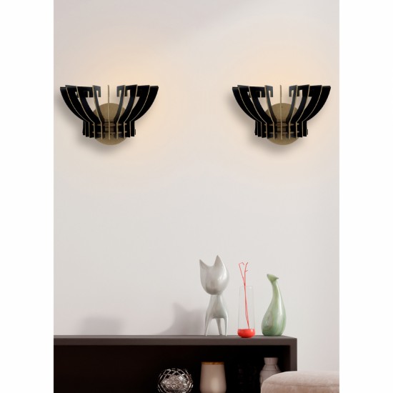 ΣΕΤ ΑΠΛΙΚΕΣ ΤΟΙΧΟΥ 2ΤΜΧ ΞΥΛΙΝΕΣ ΑΠΟ MDF ΜΑΥΡΟ 32x22x19Υ εκ.