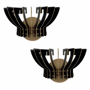 ΣΕΤ ΑΠΛΙΚΕΣ ΤΟΙΧΟΥ 2ΤΜΧ ΞΥΛΙΝΕΣ ΑΠΟ MDF ΜΑΥΡΟ 32x22x19Υ εκ.