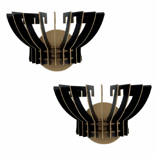 ΣΕΤ ΑΠΛΙΚΕΣ ΤΟΙΧΟΥ 2ΤΜΧ ΞΥΛΙΝΕΣ ΑΠΟ MDF ΜΑΥΡΟ 32x22x19Υ εκ.