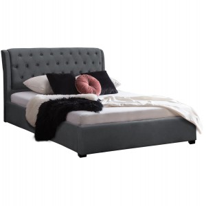 ΚΡΕΒΑΤΙ ODALYS 150X200 ΒΕΛΟΥΔΟ ΥΦΑΣΜΑ ΓΚΡΙ 164x223x100 εκ.