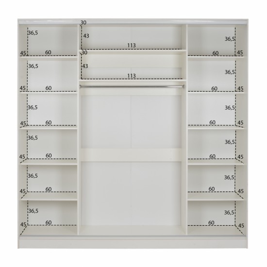 ΝΤΟΥΛΑΠΑ ΣΥΡΟΜΕΝΗ ΜΕΛΑΜΙΝΗΣ ΛΕΥΚΗ ΜΕ ΚΑΘΡΕΦΤΗ 3ΦΥΛΛΗ 240x60x240 εκ.