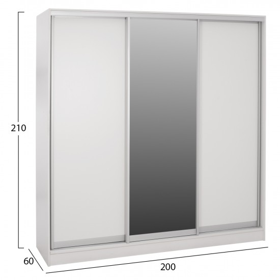 ΝΤΟΥΛΑΠΑ ΣΥΡΟΜΕΝΗ ΜΕΛΑΜΙΝΗΣ ΛΕΥΚΗ ΜΕ ΚΑΘΡΕΠΤΗ 200X60X210Υεκ