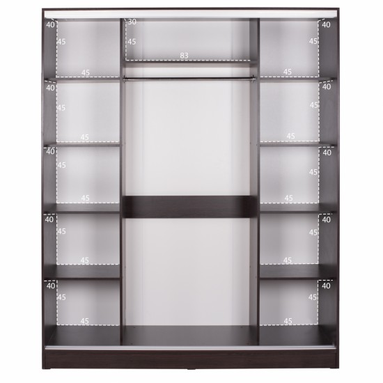 ΝΤΟΥΛΑΠΑ ΣΥΡΟΜΕΝΗ ΜΕΛΑΜΙΝΗΣ WENGE ΜΕ ΚΑΘΡΕΦΤΗ 3ΦΥΛΛΗ 183x60x220 εκ.