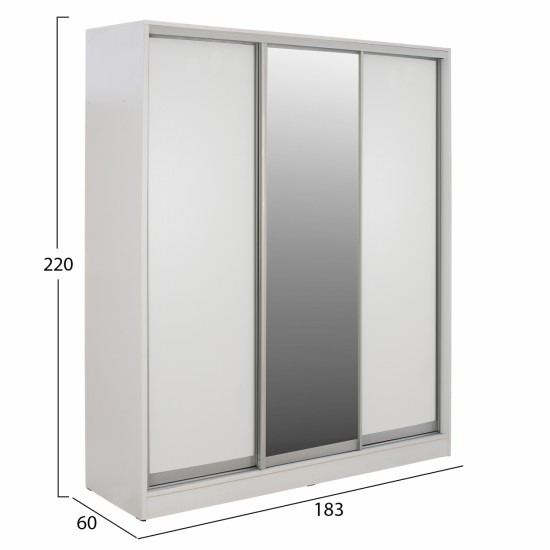 ΝΤΟΥΛΑΠΑ ΣΥΡΟΜΕΝΗ ADLER ΜΕΛΑΜΙΝΗΣ ΛΕΥΚΗ ΜΕ ΚΑΘΡΕΦΤΗ 3ΦΥΛΛΗ 183x60x220 εκ.