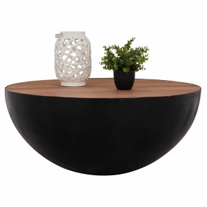 ΔΙΑΚΟΣΜΗΤΙΚΟ ΤΡΑΠΕΖΙ ΣΑΛΟΝΙΟΥ BOWL Φ90X40Yεκ. ΜΑΥΡΟ ΜΕ ΞΥΛΟ ΑΚΑΚΙΑΣ