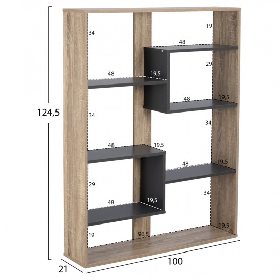 ΒΙΒΛΙΟΘΗΚΗ ARIA 100Χ19,5Χ124,5 SONOMA-ΓΚΡΙ