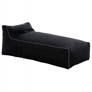 ΠΟΥΦ ΞΑΠΛΩΣΤΡΑ WADELIN ΜΕ TEXTILINE ΜΑΥΡΟ ΚΑΙ ΜΑΥΡΟ ΡΕΛΙ 190x80x40-60Υ εκ.