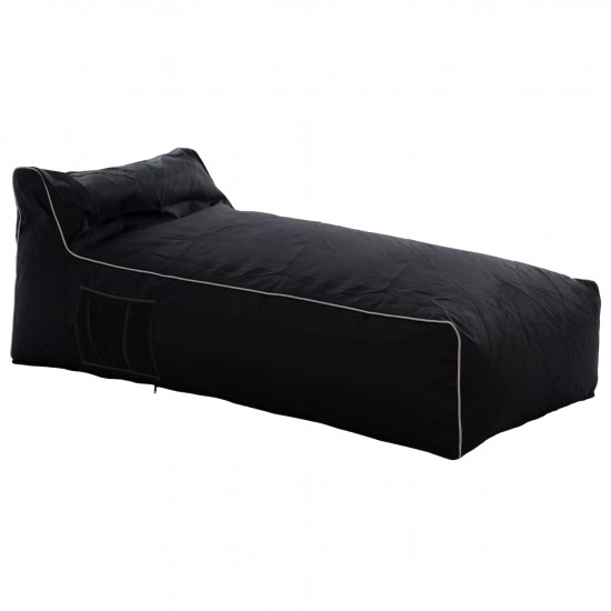 ΠΟΥΦ ΞΑΠΛΩΣΤΡΑ WADELIN ΜΕ TEXTILINE ΜΑΥΡΟ ΚΑΙ ΜΑΥΡΟ ΡΕΛΙ 190x80x40-60Υ εκ.