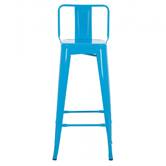 ΣΚΑΜΠΟ BAR ΜΕΤΑΛΛΙΚΟ MELITA ME ΠΛΑΤΗ ΜΠΛΕ 43Χ43Χ100εκ.