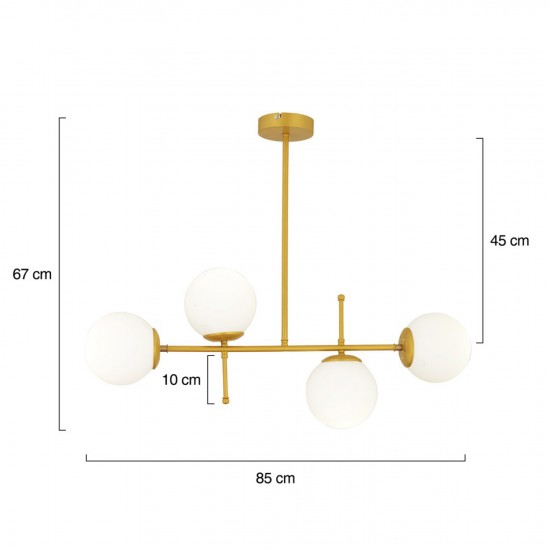 ΦΩΤΙΣΤΙΚΟ ΟΡΟΦΗΣ 4ΦΩΤΟ ΧΡΥΣΟ 85x67cm