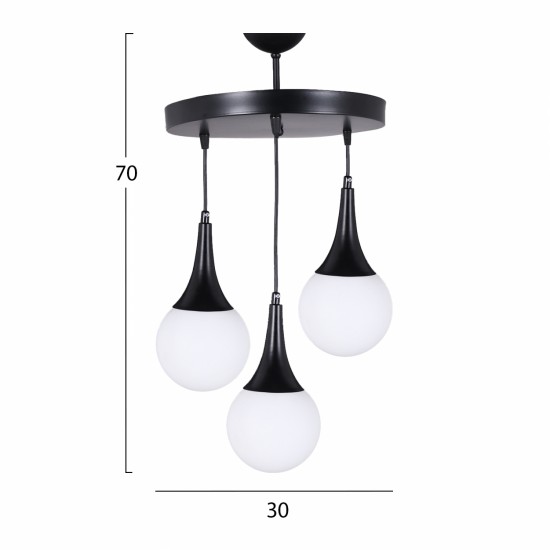 ΦΩΤΙΣΤΙΚΟ ΟΡΟΦΗΣ 3ΦΩΤΟ ΜΑΥΡΟ 30x75 εκ.