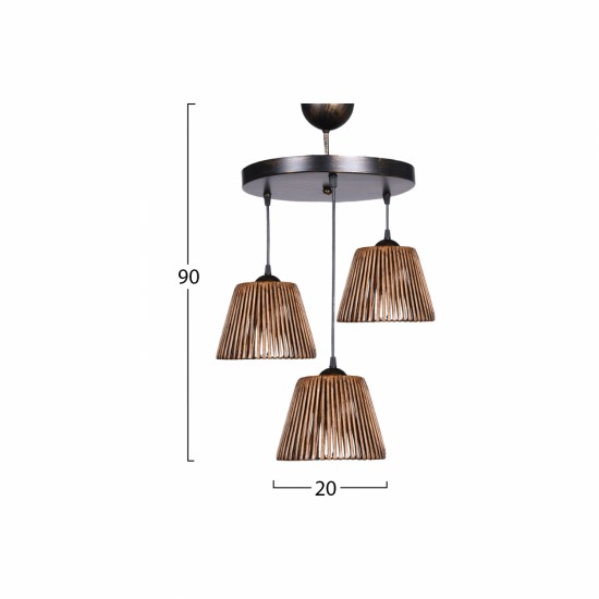 ΦΩΤΙΣΤΙΚΟ ΟΡΟΦΗΣ ΚΡΕΜΑΣΤΟ 3ΦΩΤΟ ΜΠΡΟΝΖΕ 20x16x90 εκ.