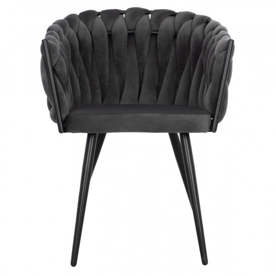 ΠΟΛΥΘΡΟΝΑΚΙ LUANDA ΒΕΛΟΥΔΟ ΓΚΡΙ ΚΑΙ ΜΕΤΑΛΛΙΚΑ ΠΟΔΙΑ 60x54x78 εκ.