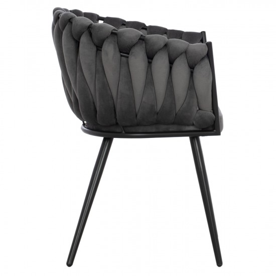 ΠΟΛΥΘΡΟΝΑΚΙ LUANDA ΒΕΛΟΥΔΟ ΓΚΡΙ ΚΑΙ ΜΕΤΑΛΛΙΚΑ ΠΟΔΙΑ 60x54x78 εκ.