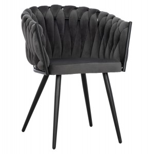 ΠΟΛΥΘΡΟΝΑΚΙ LUANDA ΒΕΛΟΥΔΟ ΓΚΡΙ ΚΑΙ ΜΕΤΑΛΛΙΚΑ ΠΟΔΙΑ 60x54x78 εκ.