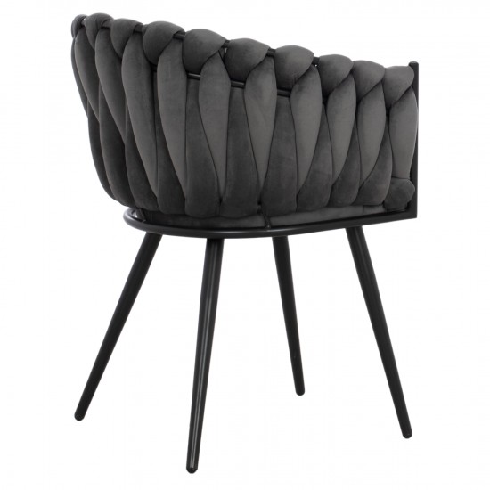 ΠΟΛΥΘΡΟΝΑΚΙ LUANDA ΒΕΛΟΥΔΟ ΓΚΡΙ ΚΑΙ ΜΕΤΑΛΛΙΚΑ ΠΟΔΙΑ 60x54x78 εκ.