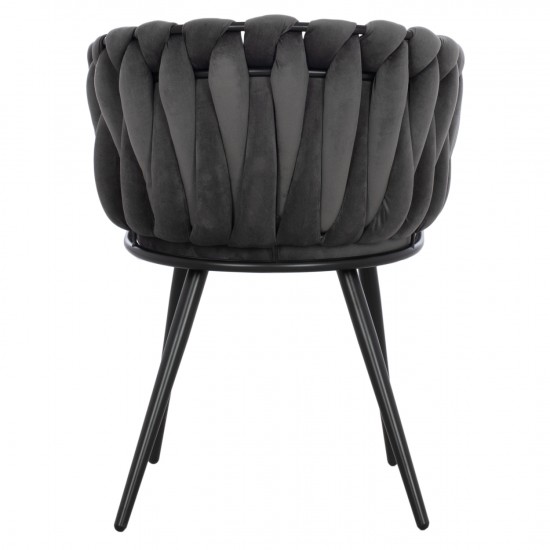 ΠΟΛΥΘΡΟΝΑΚΙ LUANDA ΒΕΛΟΥΔΟ ΓΚΡΙ ΚΑΙ ΜΕΤΑΛΛΙΚΑ ΠΟΔΙΑ 60x54x78 εκ.