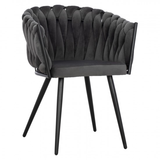 ΠΟΛΥΘΡΟΝΑΚΙ LUANDA ΒΕΛΟΥΔΟ ΓΚΡΙ ΚΑΙ ΜΕΤΑΛΛΙΚΑ ΠΟΔΙΑ 60x54x78 εκ.