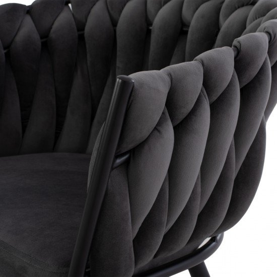 ΠΟΛΥΘΡΟΝΑΚΙ LUANDA ΒΕΛΟΥΔΟ ΓΚΡΙ ΚΑΙ ΜΕΤΑΛΛΙΚΑ ΠΟΔΙΑ 60x54x78 εκ.