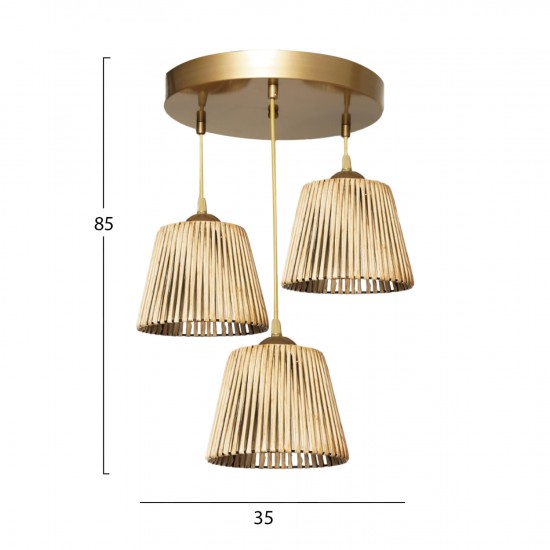 ΦΩΤΙΣΤΙΚΟ ΟΡΟΦΗΣ 3ΦΩΤΟ BAMBOO ΧΡΥΣΟ 35x85 εκ.