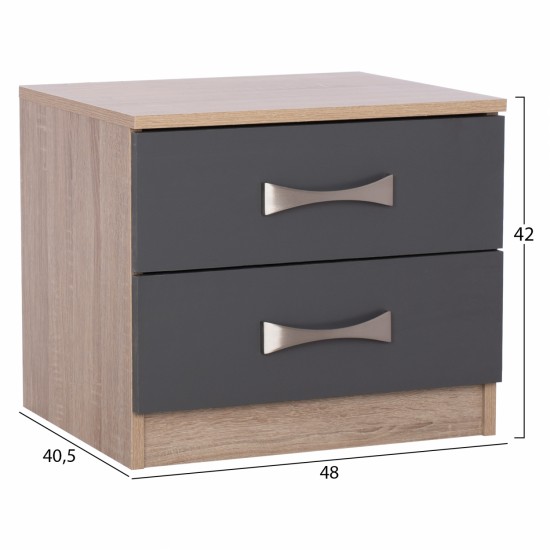 ΚΟΜΟΔΙΝΟ ASHLYN ΜΕ 2 ΣΥΡΤΑΡΙΑ ΚΑΙ ΧΕΡΟΥΛΙ SONAMA-ΓΚΡΙ 48x40,5x42 εκ.