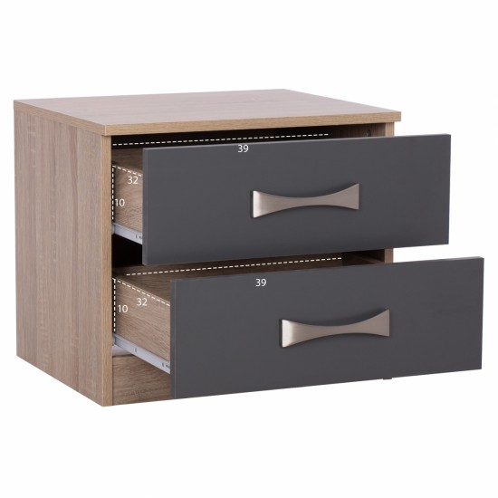 ΚΟΜΟΔΙΝΟ ASHLYN ΜΕ 2 ΣΥΡΤΑΡΙΑ ΚΑΙ ΧΕΡΟΥΛΙ SONAMA-ΓΚΡΙ 48x40,5x42 εκ.