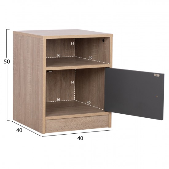 ΚΟΜΟΔΙΝΟ ΜΕΛΑΜΙΝΗΣ MALORY SONAMA-ΓΚΡΙ 40x40x50