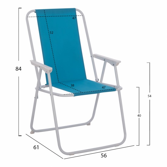 ΚΑΡΕΚΛΑ ΠΑΡΑΛΙΑΣ DEVAL ΠΤΥΣΣΟΜΕΝΗ ΣΙΕΛ ΜΕ ΨΗΛΗ ΠΛΑΤΗ ΜΕΤΑΛΛΙΚΗ 56x61x84 εκ.