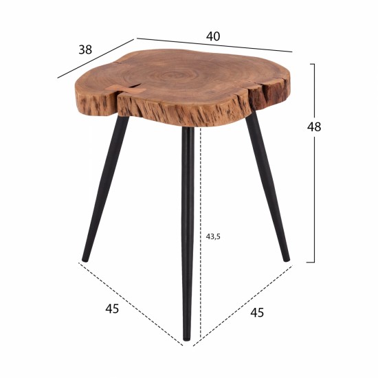 ΤΡΑΠΕΖΑΚΙ ΒΟΗΘΗΤΙΚΟ JAX ΑΠΟ ΜΑΣΙΦ ΞΥΛΟ ΑΚΑΚΙΑΣ 38X40X48