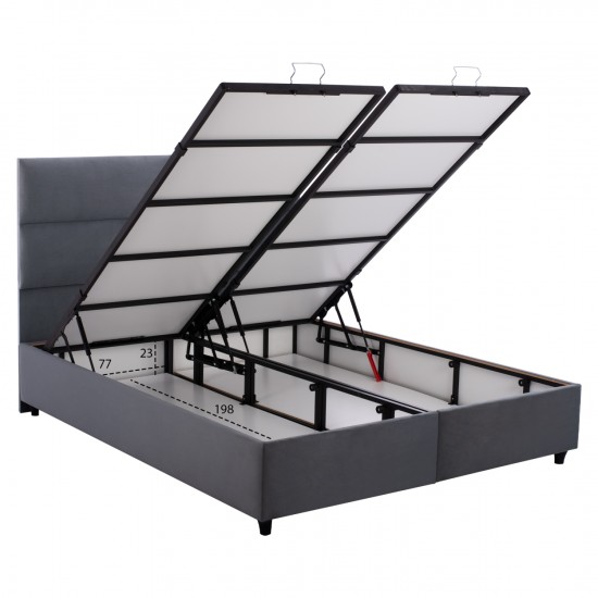 ΚΡΕΒΑΤΙ MILO ΜΕ ΑΠΟΘΗΚΕΥΤΙΚΟ ΑΠΟ ΓΚΡΙ ΒΕΛΟΥΔΟ ΓΙΑ ΣΤΡΩΜΑ 160x200 εκ.