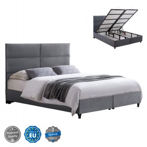 ΚΡΕΒΑΤΙ MILO ΜΕ ΑΠΟΘΗΚΕΥΤΙΚΟ ΑΠΟ ΓΚΡΙ ΒΕΛΟΥΔΟ ΓΙΑ ΣΤΡΩΜΑ 160x200 εκ.