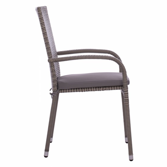 ΠΟΛΥΘΡΟΝΑ ΜΕΤΑΛΛΙΚΗ ANISHA ΜΕ ΜΑΞΙΛΑΡΙ WICKER ΓΚΡΙ ΣΤΟΙΒΑΖΟΜΕΝΗ 56x60x94 εκ.