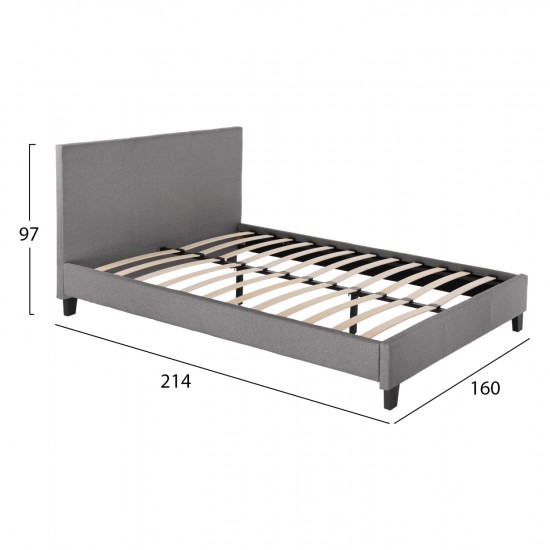 ΚΡΕΒΑΤΙ BECCA ΑΠΟ ΒΕΛΟΥΔΟ ΓΚΡΙ ΓΙΑ ΣΤΡΩΜΑ 150x200 EK.