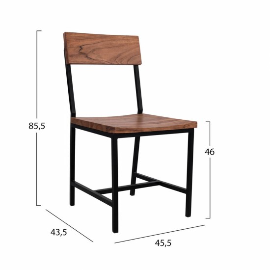 ΚΑΡΕΚΛΑ ΑΠΟ ΜΕΤΑΛΛΟ ΚΑΙ ΜΑΣΙΦ ΞΥΛΟ ΑΚΑΚΙΑΣ ΦΥΣΙΚΟ 45,5x43,5x85,5Υεκ.