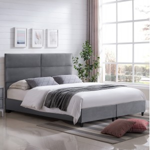 ΚΡΕΒΑΤΙ MILO ΑΠΟ ΓΚΡΙ ΒΕΛΟΥΔΟ ΓΙΑ ΣΤΡΩΜΑ 180x200 εκ.