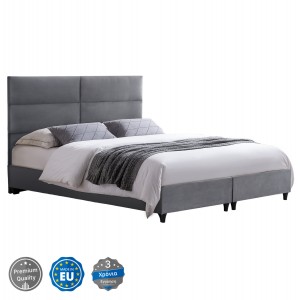 ΚΡΕΒΑΤΙ MILO ΑΠΟ ΓΚΡΙ ΒΕΛΟΥΔΟ ΓΙΑ ΣΤΡΩΜΑ 180x200 εκ.