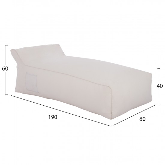 ΠΟΥΦ ΞΑΠΛΩΣΤΡΑ WADELIN ΜΕ TEXTILINE ΛΕΥΚΟ 190x80x40-60Υ εκ.