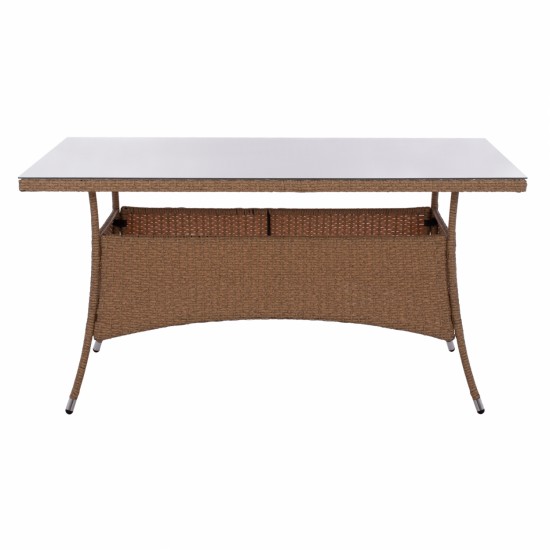 ΤΡΑΠΕΖΙ ΜΕΤΑΛΛΙΚΟ MINSK RATTAN ΜΠΕΖ ΚΑΦΕ 150x90x75 εκ.