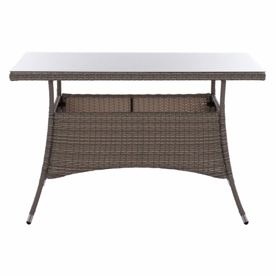 ΤΡΑΠΕΖΙ ΜΕΤΑΛΛΙΚΟ MILITARY RATTAN ΓΚΡΙ 120x70x75Υ εκ.