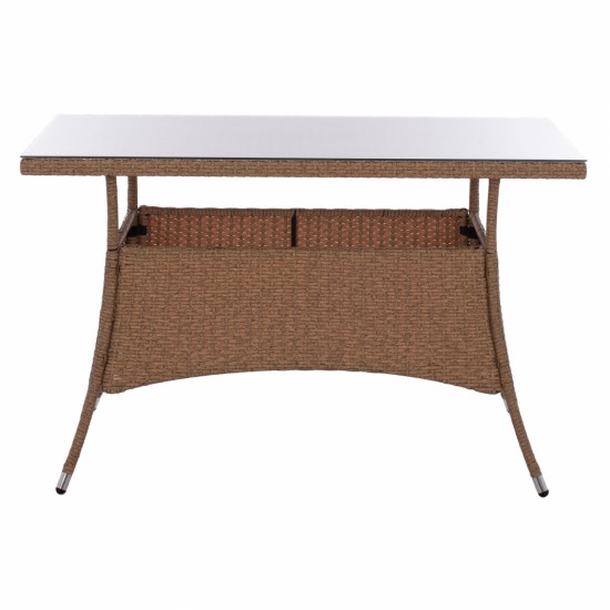 ΤΡΑΠΕΖΙ ΜΕΤΑΛΛΙΚΟ MILITARY RATTAN ΜΠΕΖ ΚΑΦΕ 120x70x75Υ εκ.