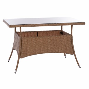 ΤΡΑΠΕΖΙ ΜΕΤΑΛΛΙΚΟ MILITARY RATTAN ΜΠΕΖ ΚΑΦΕ 120x70x75Υ εκ.