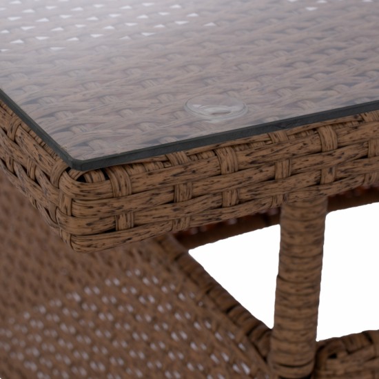 ΤΡΑΠΕΖΙ ΜΕΤΑΛΛΙΚΟ MILITARY RATTAN ΜΠΕΖ ΚΑΦΕ 120x70x75Υ εκ.