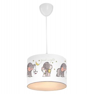 ΠΑΙΔΙΚΟ ΦΩΤΙΣΤΙΚΟ ΟΡΟΦΗΣ ΥΦΑΣΜΑΤΙΝΟ ΛΕΥΚΟ ΜΕ ΣΧΕΔΙΟ ELEPHANT Φ24x70Y εκ.