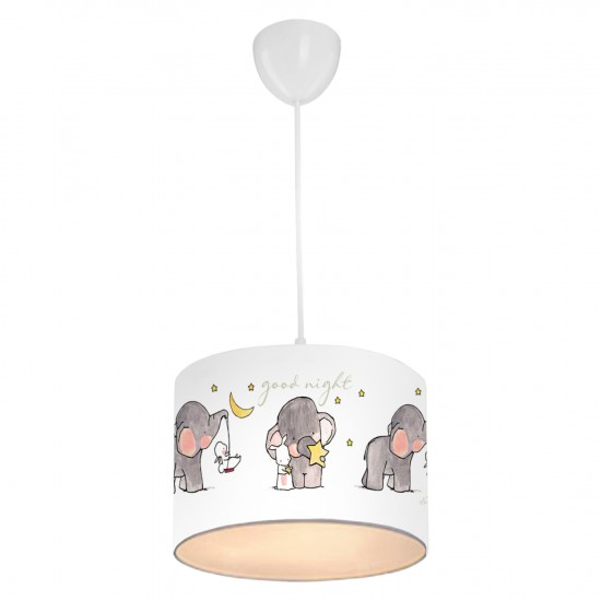 ΠΑΙΔΙΚΟ ΦΩΤΙΣΤΙΚΟ ΟΡΟΦΗΣ ΥΦΑΣΜΑΤΙΝΟ ΛΕΥΚΟ ΜΕ ΣΧΕΔΙΟ ELEPHANT Φ24x70Y εκ.