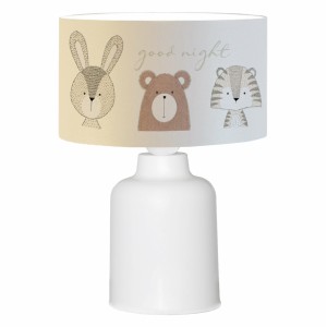 ΠΑΙΔΙΚΟ ΦΩΤΙΣΤΙΚΟ ΕΠΙΤΡΑΠΕΖΙΟ ΥΦΑΣΜΑΤΙΝΟ ΛΕΥΚΟ ΣΧΕΔΙΟ CUTE ANIMALS Φ24x32