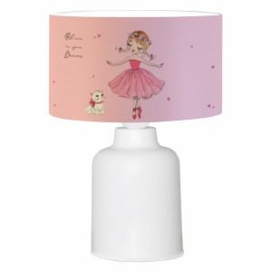 ΠΑΙΔΙΚΟ ΦΩΤΙΣΤΙΚΟ ΕΠΙΤΡΑΠΕΖΙΟ ΥΦΑΣΜΑΤΙΝΟ ΡΟΖ ΣΧΕΔΙΟ BALLERINA Φ24x32 εκ.