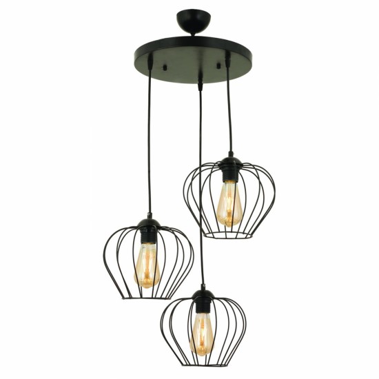 ΦΩΤΙΣΤΙΚΟ ΟΡΟΦΗΣ 3ΦΩΤΟ ΜΕΤΑΛΛΙΚΟ ΜΑΥΡΟ 40x80Υ εκ.