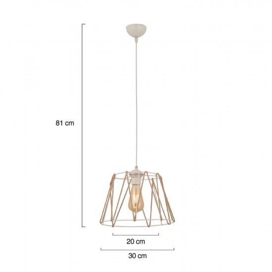 ΦΩΤΙΣΤΙΚΟ ΟΡΟΦΗΣ ΜΕΤΑΛΛΙΚΟ ΛΕΥΚΟ ΜΕ ΣΧΟΙΝΙ ΜΠΕΖ Φ30x81Υ εκ.