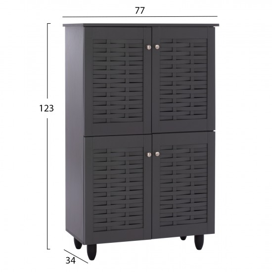 ΠΑΠΟΥΤΣΟΘΗΚΗ-ΝΤΟΥΛΑΠΙ ΞΥΛΙΝΗ KABIRA 4 ΠΟΡΤΕΣ ΓΚΡΙ 77x34x123